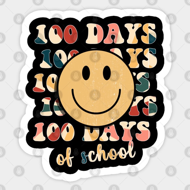 100 days of school for teacher 2024 RETRO GROOVY 100 DAYS Sticker by BEZZAIM